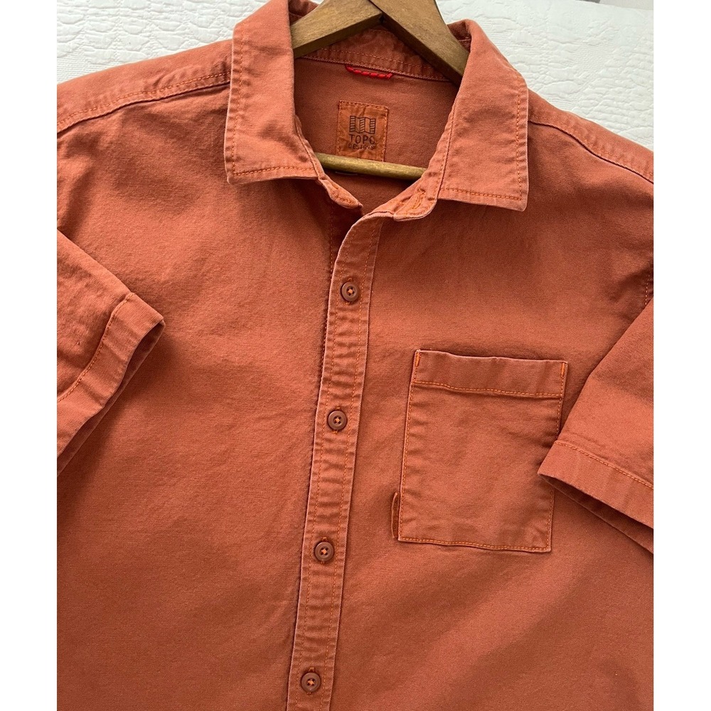 Topo Designs Dirt Shirt Men's XL Button Up‎ Short Sleeve Hiking Outdoors BRICK